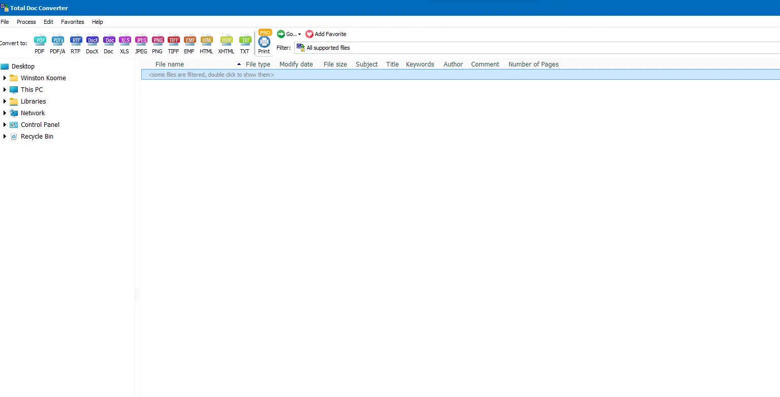 Main Screen of Doc Converter