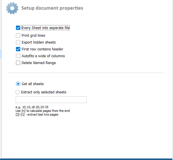 Excel Converter Properties