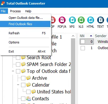 Outlook Converter Data Find