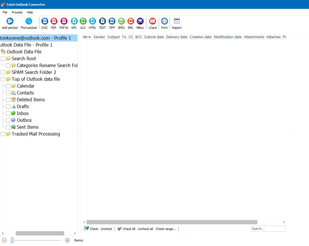Main Window Total Outlook Converter