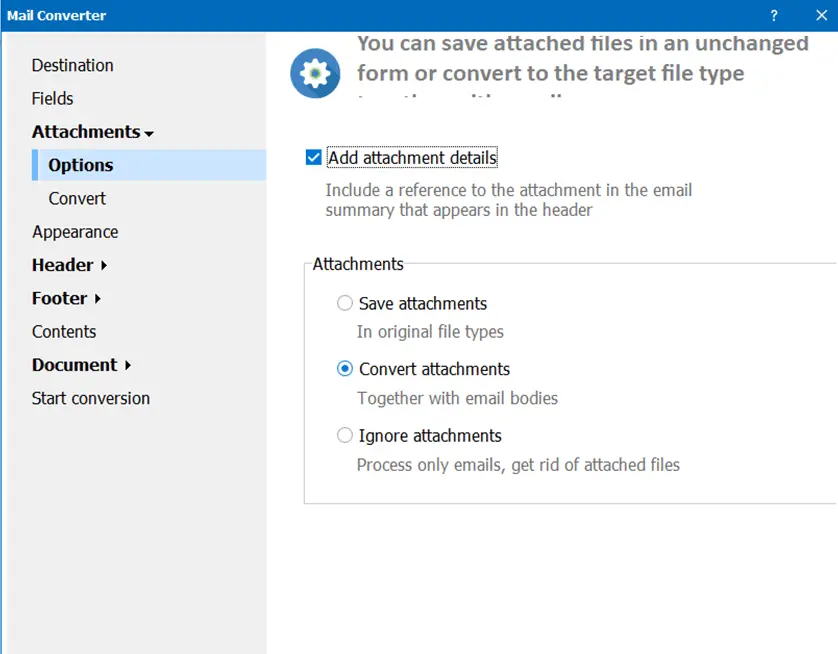 Total Mail Converter - EML conversion interface