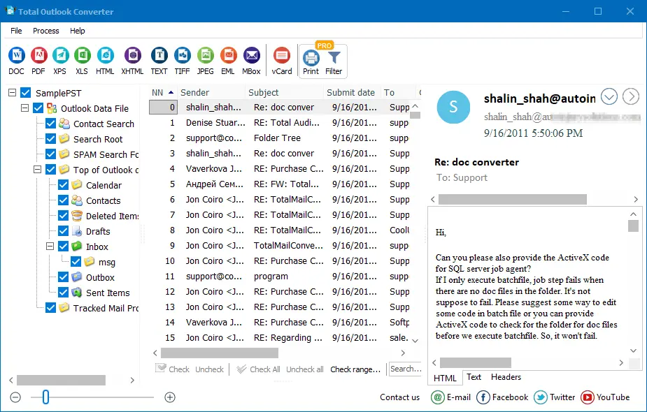 Selecting individual messages to process