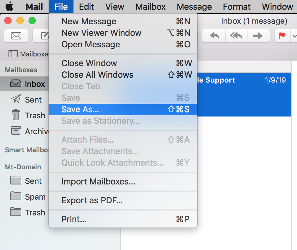Open Apple Mail.