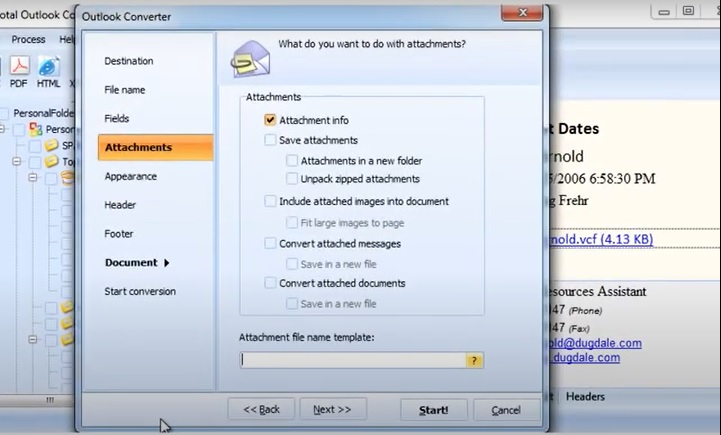 PST Attachments Options